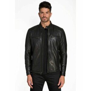 Jared Lang Leather Jacket Black Mens Size S MSRP $395